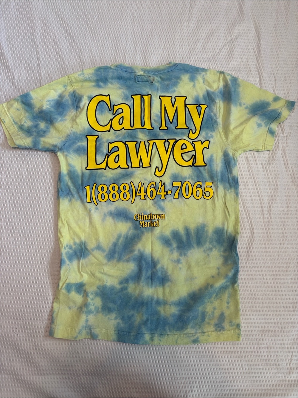 Chinatown Market Call My Lawyer Tie-Dye Tee - Yellow & Blue - Medium
